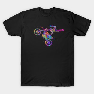 Motocross freestyle watercolor art T-Shirt